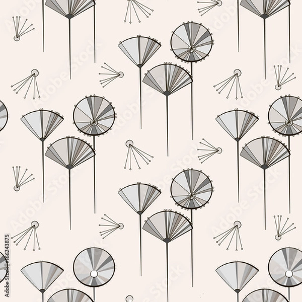 Fototapeta Seamless vector pattern with dandelions