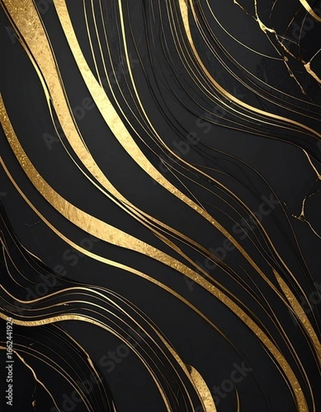 Obraz Abstract gold and black marble design