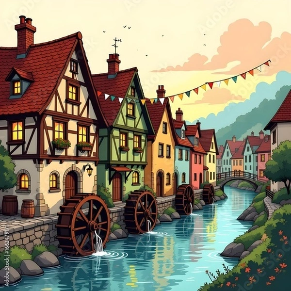 Fototapeta old town in the evening