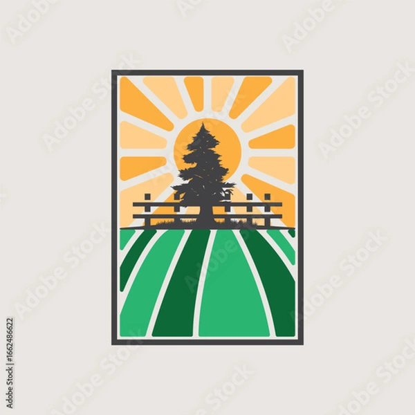 Obraz modern farm logo design with simple concept of farmer in agriculture illustration symbol livestock for product illustration template