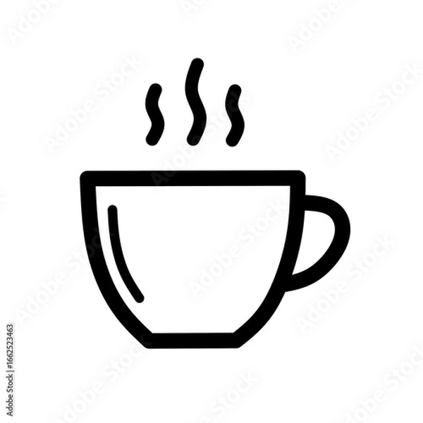 Obraz Hot Coffee Cup Icon – Simple Line Vector Illustration