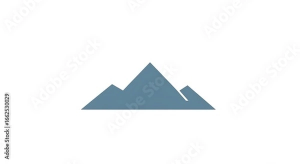 Fototapeta Minimalist vector illustration of a serene mountain range, featuring three abstract peaks in a calming blue-grey hue against a clean white background, ideal for modern design concepts