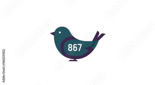 Fototapeta Simple Bird Illustration with Number 867 - Minimalist Design