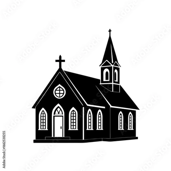 Obraz old church silhouette simple vector
