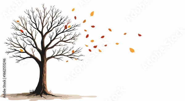 Fototapeta Vector illustration of autumn trees in empty space