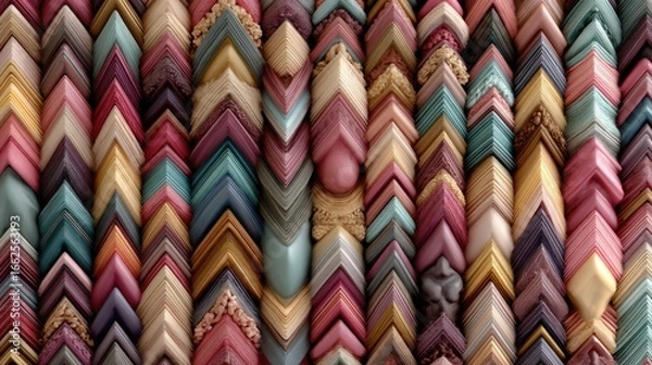 Fototapeta Colorful, ornate picture frames arranged in a chevron pattern