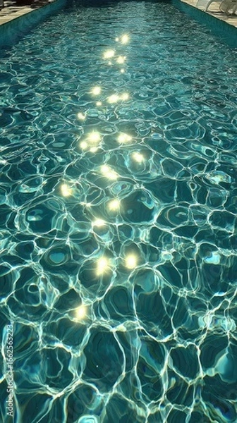 Fototapeta Sunlit turquoise pool water, gentle ripples, creating a textured surface