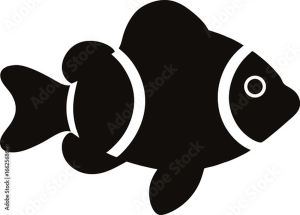 Obraz clown fish silhouette vector illustration on white background