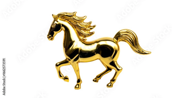 Obraz 馬 金色 ゴールド 彫刻 像 芸術 輝き 豪華 縁起物 幸運 躍動感 力強さ 勝利 優雅 躍進 光沢 美しい オブジェ 貴金属