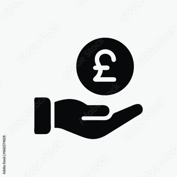 Fototapeta pound coin payment icon with hand	