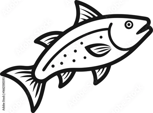 Obraz trout fish outline vector illustration on white background