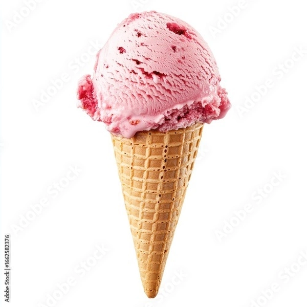 Obraz Pink ice cream scoop in a waffle cone