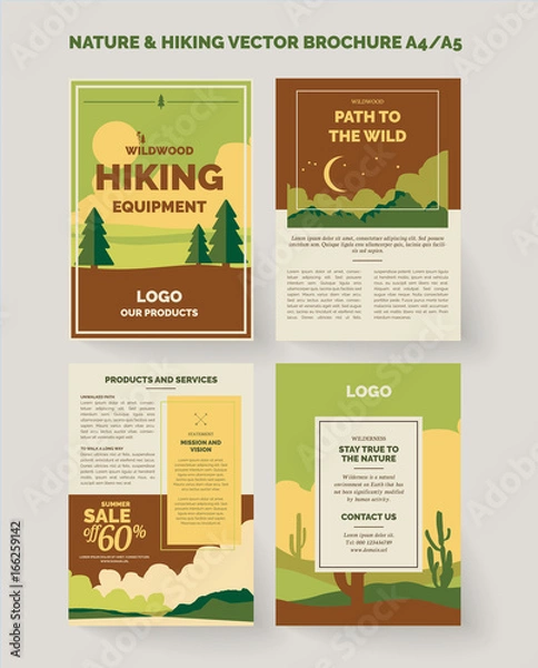 Fototapeta Nature and outdoors vector design template a4 or a5 size for brochure and flyer