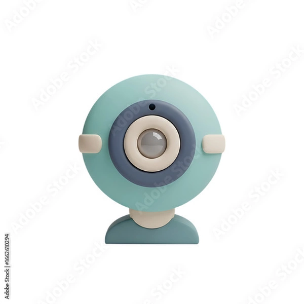 Fototapeta Cute teal webcam with adjustable clip isolated on transparent background