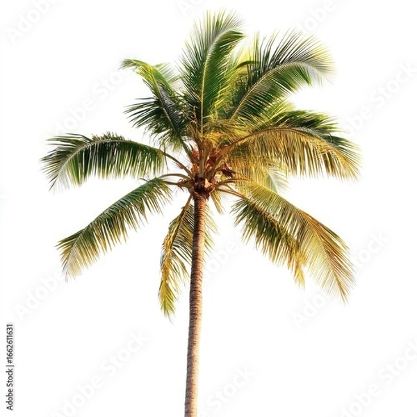Fototapeta Isolated coconut palm tree against white background (3)