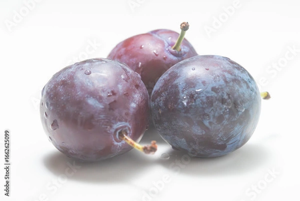 Obraz プルーンの果実　白背景