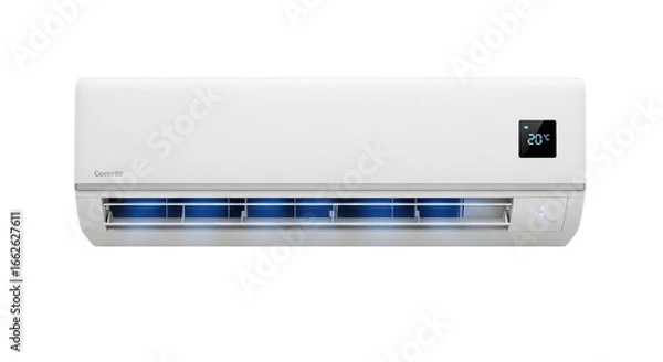 Obraz Modern air conditioning unit, providing efficient cooling and temperature control, perfect for home or office use, with a sleek, white design for optimal airflow and comfort