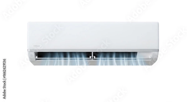 Obraz Energy-efficient climate control A detailed depiction of a mounted air conditioning unit. Demonstrating cooling, air-flow and modern technology for temperature regulation