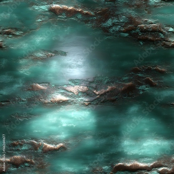 Obraz Weathered Copper Plate Texture with Seamless 2D Top View