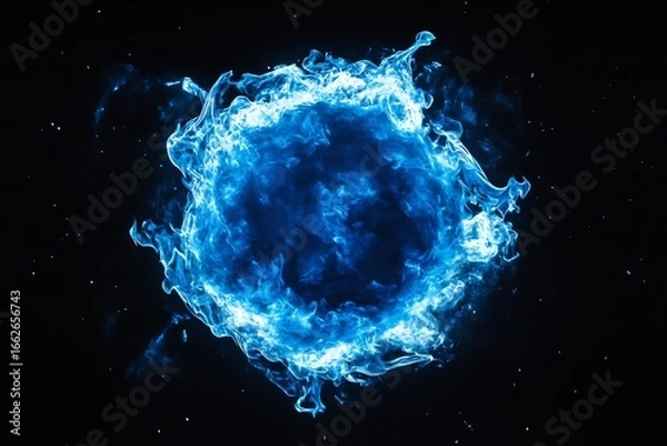 Fototapeta A mesmerizing blue explosion of energy capturing the raw power of a supernova in its astral dance contrasted against a