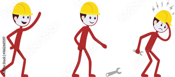 Obraz Set of worker with different poses