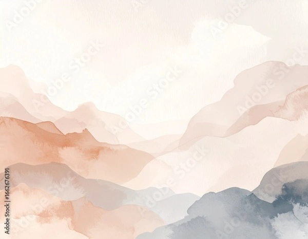 Fototapeta Watercolor style lifestyle background with muted brown and gray watercolor tones, warm and soft abstract design for modern use