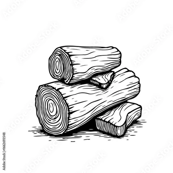 Fototapeta Rustic firewood pile displaying natural wood texture patterns for winter heating solutions and