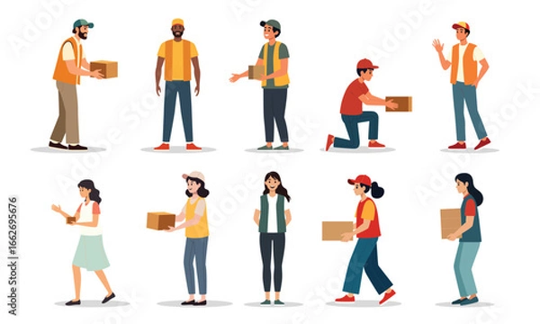 Obraz Humanitarian day character vector graphic illustration set