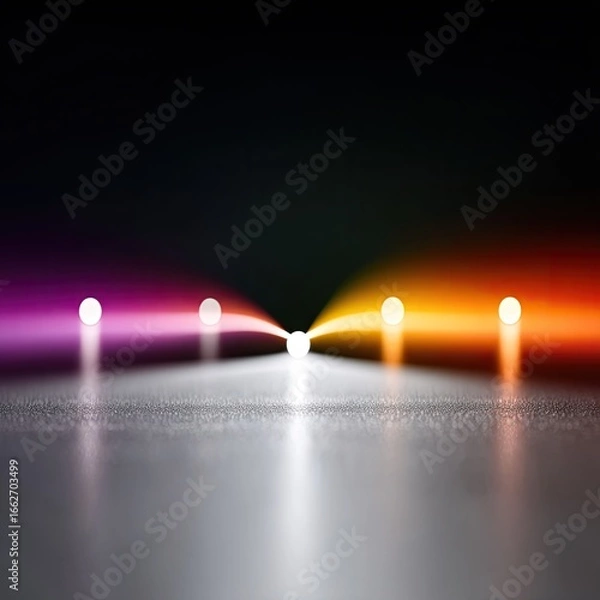 Fototapeta Abstract Neon Lights with Purple and Orange Glows on Dark Background
