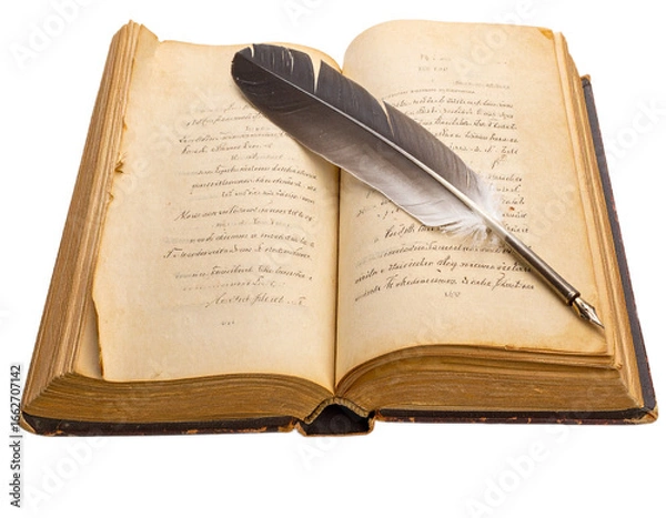 Obraz old book with feather and ink