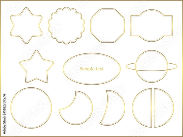 Fototapeta おしゃれに輝くゴールドの宇宙フレームセット