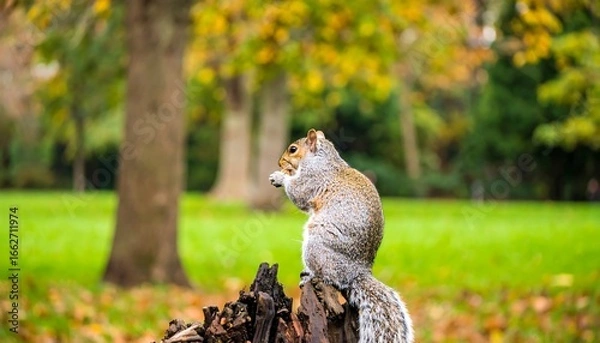 Fototapeta Squirrel in autumn park