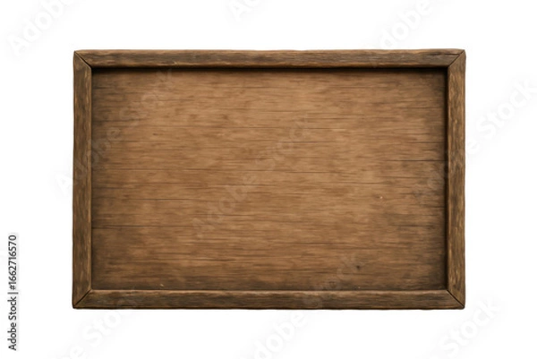 Fototapeta Wooden hanging signboard with natural grain texture and rope, isolated on white background, perfect for rustic decoration, shop signage, or customizable message display