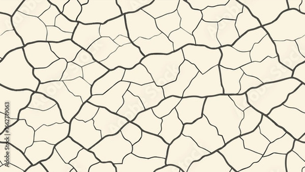 Fototapeta Seamless dry cracked soil pattern vector background, a geometric and abstract design for modern decorative surface, perfect for desert theme