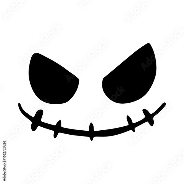 Obraz Scary Halloween Face Pumpkin Silhouettes