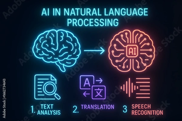 Obraz AI Natural Language Processing Infographic with Text Analysis for Computational Linguistics