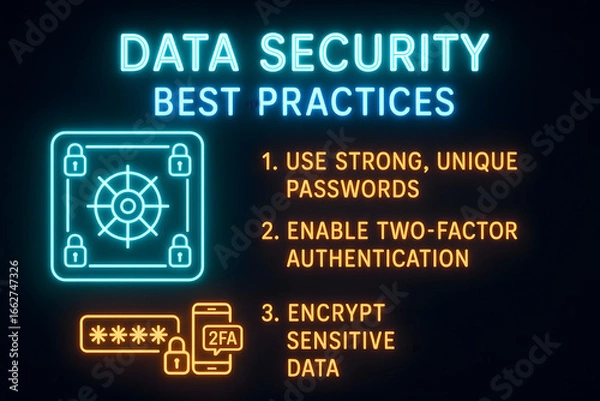Obraz Data Security Measures Infographic with Cybersecurity Protocols for Information Protection