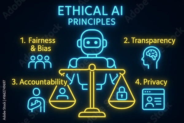 Obraz Ethical AI Principles and Responsible Artificial Intelligence Guidelines for Technology Ethics