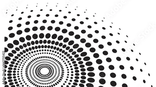 Fototapeta Halftone dot pattern on white background with a radial gradient effect creating an abstract and modern design element isolated on white background