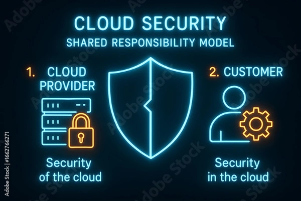 Obraz Neon Shared Responsibility Model Cloud Security Infographic for IT