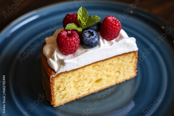 Fototapeta a decadent slice of vanilla cake