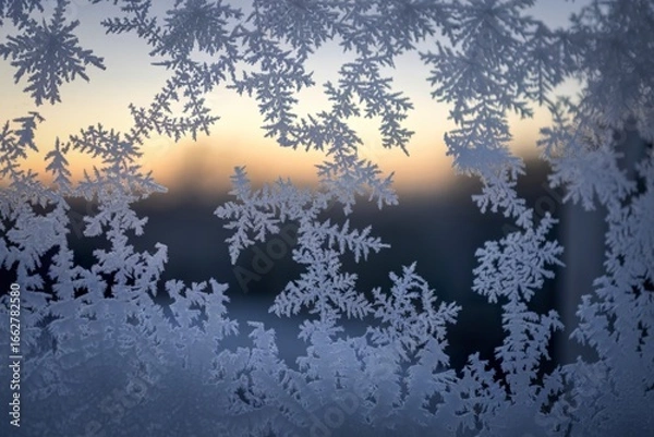 Fototapeta A photo of a frost-covered surface or window