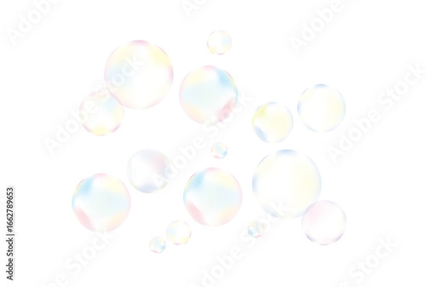 Fototapeta カラフルなたくさんのシャボン玉のイラスト