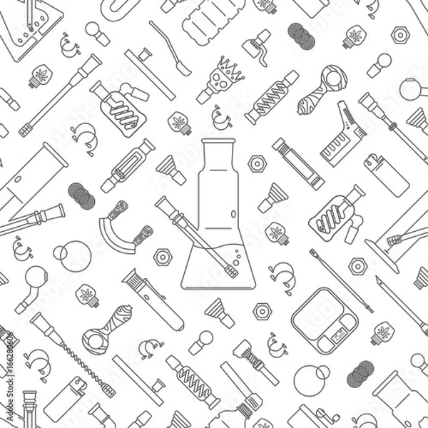 Obraz Smoking weed theme, vector seamless pattern