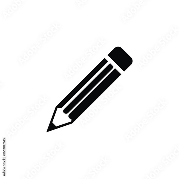 Fototapeta pencil icon vector on white background.Simple Flat Black Icon Design. Vector Illustration.