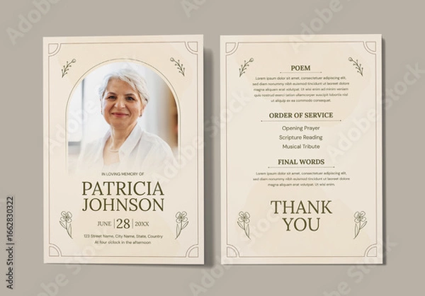 Fototapeta Elegant Funeral Obituary Program Memorial Template