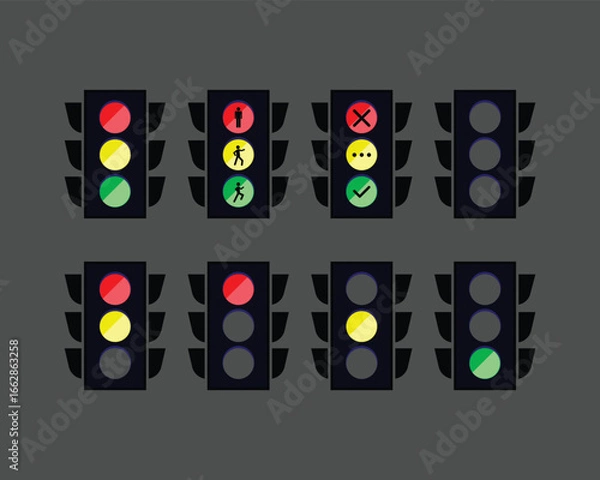 Obraz Traffic lights set vector illustration