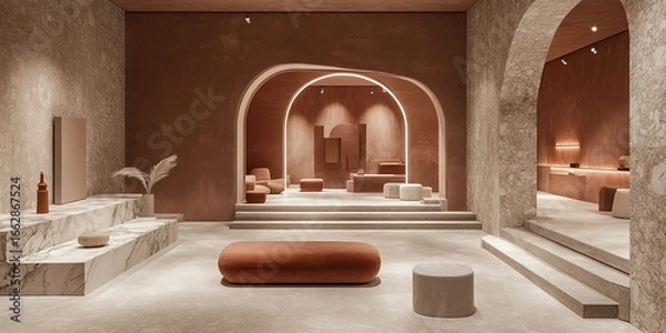 Fototapeta Elegant Interior Design with Arches and Sculptural Elements