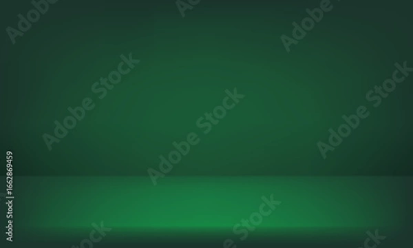 Obraz Background Dark green Wall Studio Room with Light space for selling products, backdrop, wallpaper, background, text. Vector illustration.