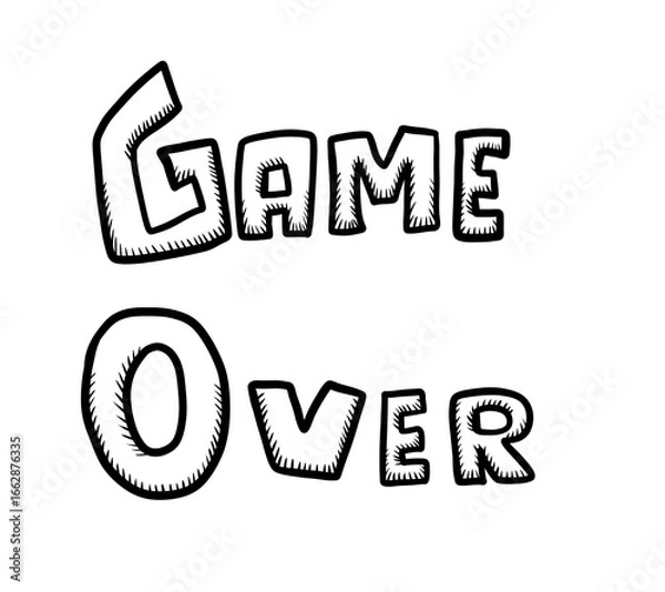 Obraz Cartoon Stylized Game Over Icon Doodle